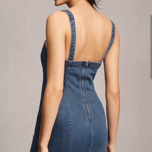 Anthropologie Rosette Applique Denim Dress - Picture 3 of 4